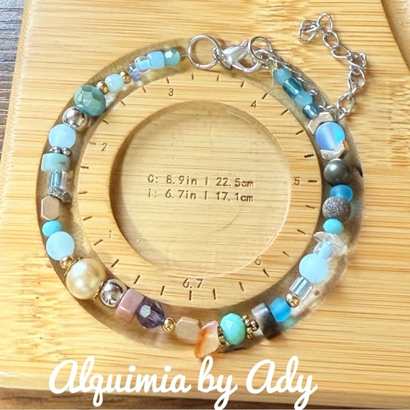 Alquimia Blue and Gold Bracelet Elegant Beaded Design - Picture 1 of 1